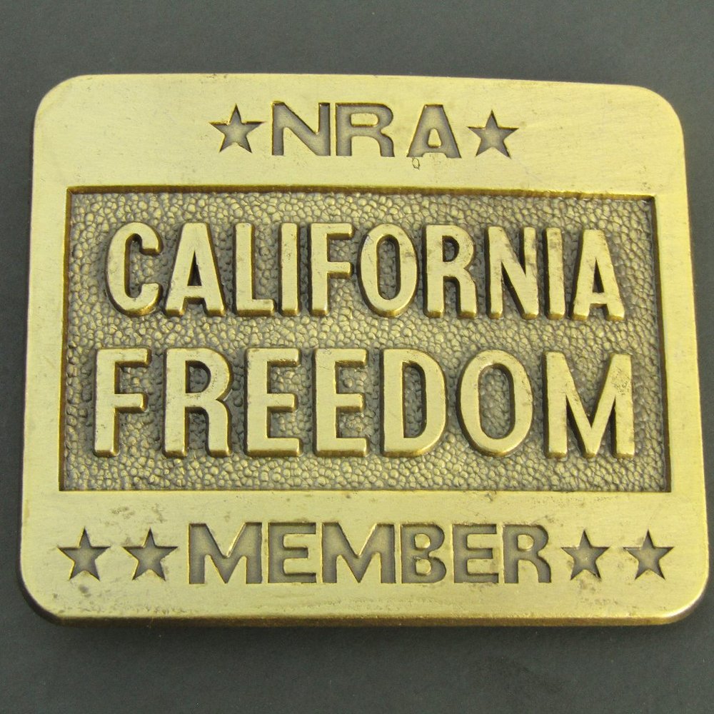 Brass Belt Buckle NRA California Freedom